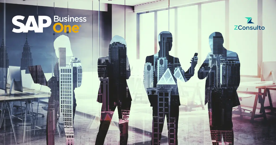 Abstract silhouette of professionals representing digital transformation powered by SAP for small business.