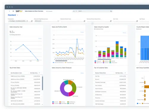 Dashboard showcasing key features and analytics of SAP Business One for small business efficiency.