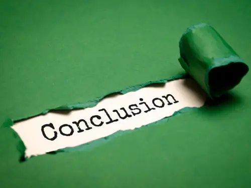 Ripped paper revealing the word 'Conclusion,' summarizing the suitability of SAP Business One for small businesses.